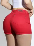 SHORT FEMININO JEANS VERMELHO CONFORTO DIA A DIA CELEBRATION