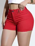 SHORT FEMININO JEANS VERMELHO CONFORTO DIA A DIA CELEBRATION