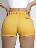 SHORT FEMININO CLOCHARD PIT BULL JEANS DETALHES LATERAIS MODELADORA