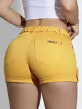 SHORT FEMININO CLOCHARD PIT BULL JEANS DETALHES LATERAIS MODELADORA