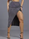 Saia Midi Sexy Conceito com Fenda Pit Bull Jeans