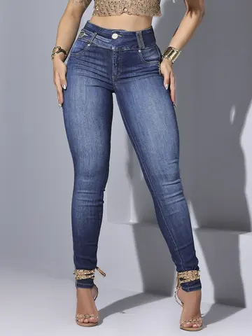 CALÇA FEMININA PIT BULL JEANS SOFISTICADA SKINNY CLÁSSICA CONFORTO CASUAL