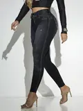 CALÇA FEMININA SKINNY COM DESTROYED ESTILOSA EMPINA BUMBUM