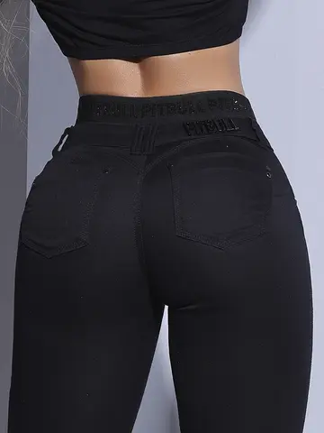 CALÇA FEMININA SKINNY SOFISTICADA PIT BULL JEANS CÓS ALTO COM BRILHO