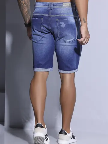 BERMUDA MASCULINA PIT BULL JEANS COM DETALHES DESTROYED CONFORTÁVEL
