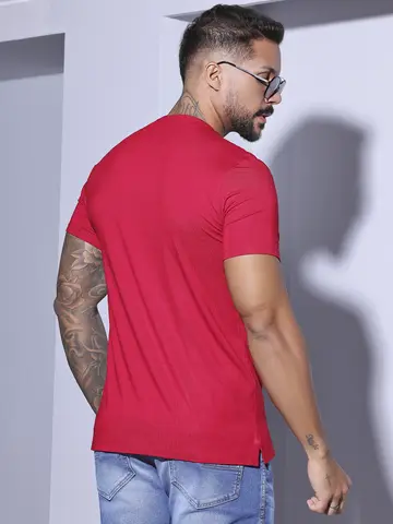 CAMISETA MASCULINA GOLA V COM LOGOMANIA PIT BULL JEANS SOFISTICADO