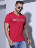 CAMISETA MASCULINA GOLA V COM LOGOMANIA PIT BULL JEANS SOFISTICADO
