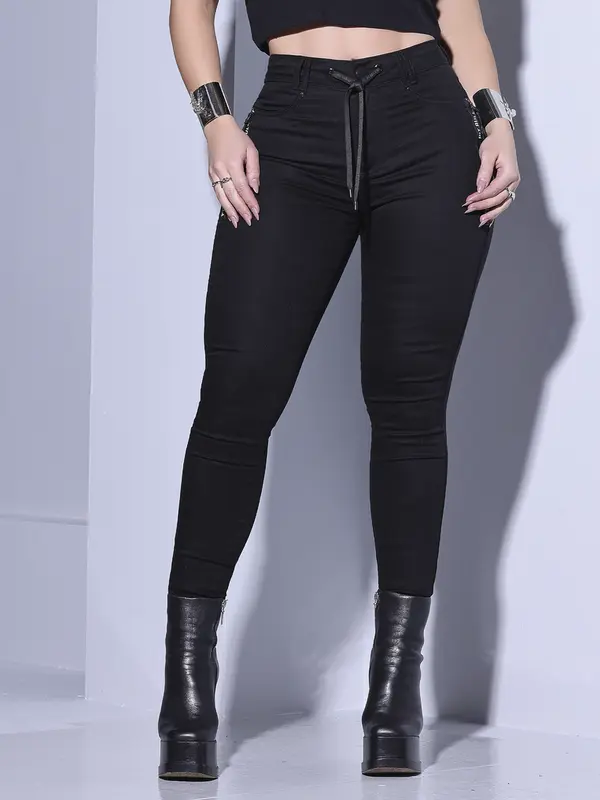 CALÇA FEMININA FASHION E ESTILOSA COM CADARÇO PERSONALIZADO PIT BULL JEANS