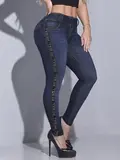 CALÇA FEMININA MODELADORA PIT BULL JEANS COM FAIXA LATERAL PERSONALIZADA