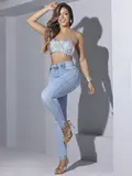 CALÇA FEMININA PIT BULL JEANS MODELADORA COM APLICAÇÕES BRILHANTES