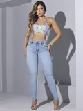 CALÇA FEMININA PIT BULL JEANS MODELADORA COM APLICAÇÕES BRILHANTES
