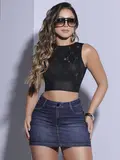 MINISSAIA PIT BULL JEANS MODERNO CHEIO DE ESTILO E SOFISTICAÇÃO