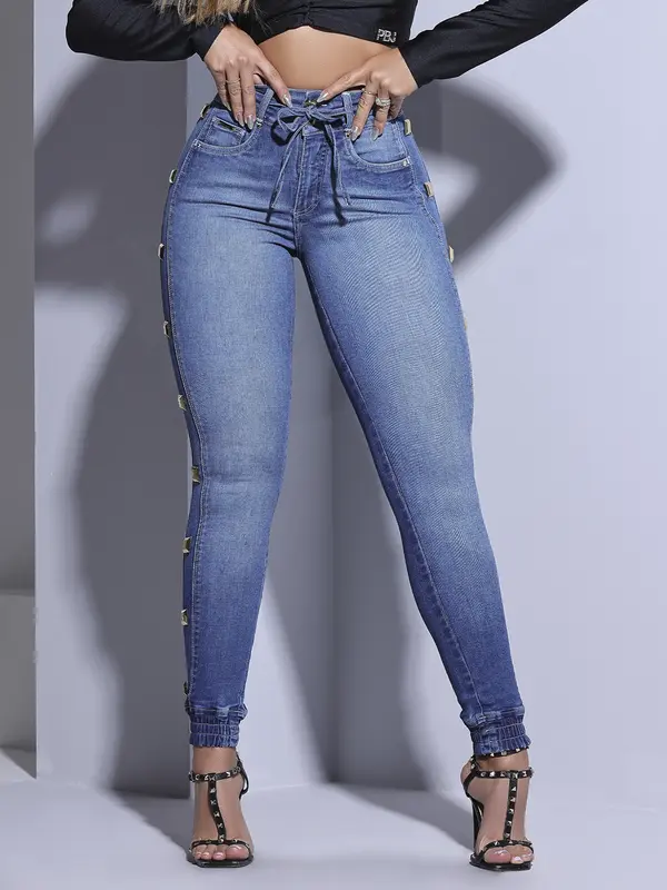 CALÇA JOGGER FEMININA CINTURA ALTA DESIGN MODERNO LATERAL