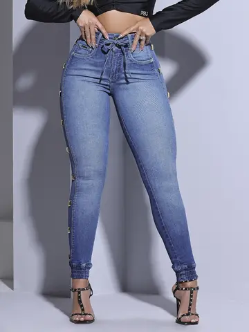 CALÇA JOGGER FEMININA CINTURA ALTA DESIGN MODERNO LATERAL
