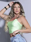 BLUSA FEMININA PIT BULL COM APLICAÇÕES ESTILOSA E ALÇA COM CORRENTE