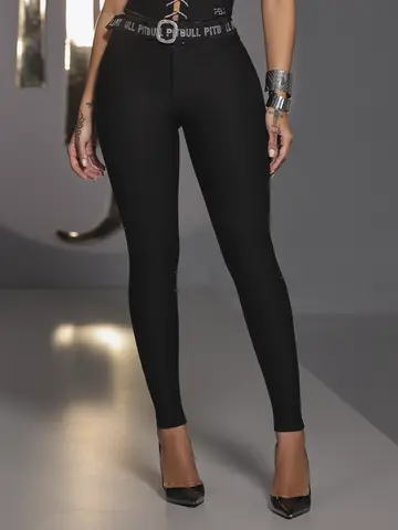 CALÇA MONTARIA PRETA FEMININA SUPER MODELADORA PIT BULL JEANS COM CINTO