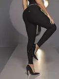 CALÇA MONTARIA PRETA FEMININA SUPER MODELADORA PIT BULL JEANS COM CINTO
