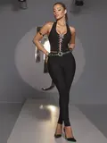 CALÇA MONTARIA PRETA FEMININA SUPER MODELADORA PIT BULL JEANS COM CINTO