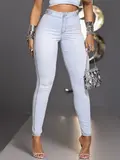 CALÇA FEMININA CLOCHARD PIT BULL JEANS STRASS LATERAL BRILHANTE