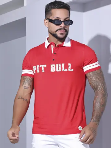 CAMISA POLO MASCULINA ELEGANTE E CONFORTÁVEL COM ESTAMPA PIT BULL