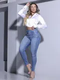 CALÇA FEMININA PIT BULL JEANS CINTURA PERFEITA COM BRILHOS MODELADORA