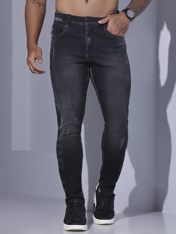 CALÇA MASCULINA COM ESCRITA PIT BULL JEANS A LASER MODERNO E ESTILOSO