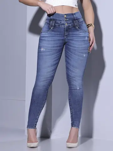 CALÇA FEMININA PIT BULL JEANS SKINNY COM BORDADO SOFISTICADO LATERAL