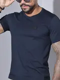 CAMISETA MASCULINA GOLA O PIT BULL JEANS CASUAL VERSÁTIL