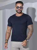 CAMISETA MASCULINA GOLA O PIT BULL JEANS CASUAL VERSÁTIL