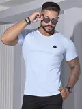 CAMISETA MASCULINA GOLA O PIT BULL JEANS CASUAL VERSÁTIL