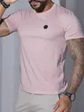 CAMISETA MASCULINA GOLA O PIT BULL JEANS CASUAL VERSÁTIL