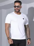 CAMISETA MASCULINA GOLA O PIT BULL JEANS CASUAL VERSÁTIL