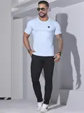 CAMISETA MASCULINA GOLA O PIT BULL JEANS CASUAL VERSÁTIL