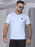CAMISETA MASCULINA GOLA O PIT BULL JEANS CASUAL VERSÁTIL