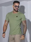 CAMISETA MASCULINA GOLA O PIT BULL JEANS CASUAL VERSÁTIL