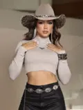 SUÉTER CROPPED EMPÓRIO PIT BULL COM GOLA ALTA ÚNICO E ELEGANTE