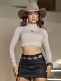 SUÉTER CROPPED EMPÓRIO PIT BULL COM GOLA ALTA ÚNICO E ELEGANTE