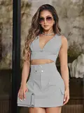CONJUNTO FEMININO SAIA E CROPPED EMPÓRIO PIT BULL FASHION E SOFISTICADO