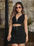 CONJUNTO FEMININO SAIA E CROPPED EMPÓRIO PIT BULL FASHION E SOFISTICADO