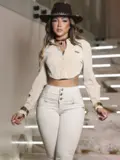 CAMISA CROPPED PIT BULL JEANS SOFISTICADA E FASHION COM TOQUE EXCLUSIVO