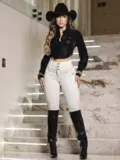 CAMISA CROPPED PIT BULL JEANS SOFISTICADA E FASHION COM TOQUE EXCLUSIVO