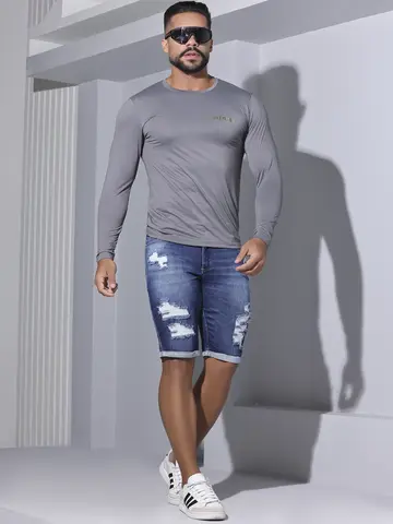 CAMISETA MASCULINA PIT BULL MANGA LONGA LISA CONFORTÁVEL E CASUAL