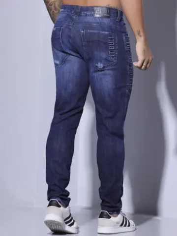 CALÇA MASCULINA PIT BULL JEANS ESTILOSA E MODERNA COM BORDADO EM ALTO RELEVO