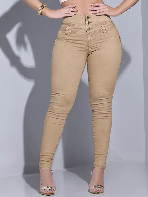 CALÇA FEMININA MODELADORA LUXUOSA PIT BULL JEANS COM CINTURA PERFEITA