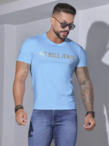 Camiseta Masculina com Logomania Pit Bull Jeans Casual e Estilosa