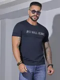 Camiseta Masculina com Logomania Pit Bull Jeans Casual e Estilosa