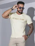 CAMISETA MASCULINA COM ESTAMPA DOURADA PIT BULL JEANS CASUAL E ESTILOSA