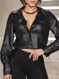 CAMISA CROPPED FEMININO ACETINADA SOFISTICADA EMPÓRIO PIT BULL ELEGANTE