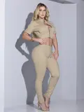 CALÇA JOGGER FEMININA PIT BULL JEANS COM CÓS ALTO E CORDÃO BRILHANTE