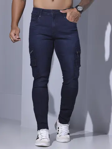 CALÇA CARGO MASCULINA PIT BULL JEANS ESTILO ÚNICO COM DETALHES EM ZÍPER